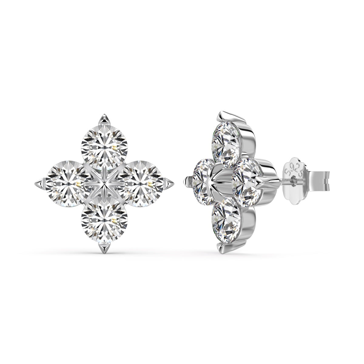 [Tonmkive Jewelry]Boucles d'oreilles trèfle à quatre feuilles étoile à huit branches