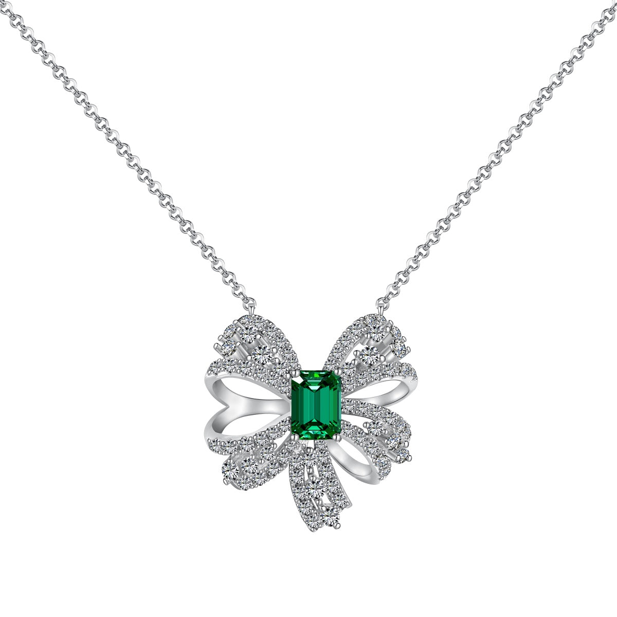 [Tonmkive Jewelry]Collier de luxe en forme de fleur, avec émeraude taillée