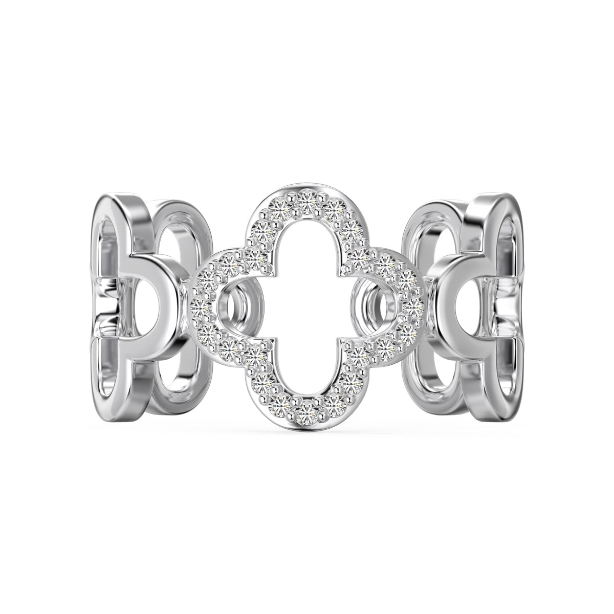 [Tonmkive Jewelry]Bague Trèfle à quatre feuilles de forme creuse