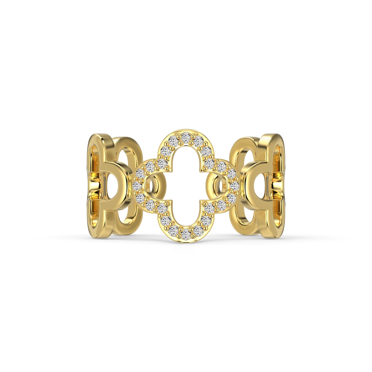 [Tonmkive Jewelry]Bague Trèfle à quatre feuilles de forme creuse