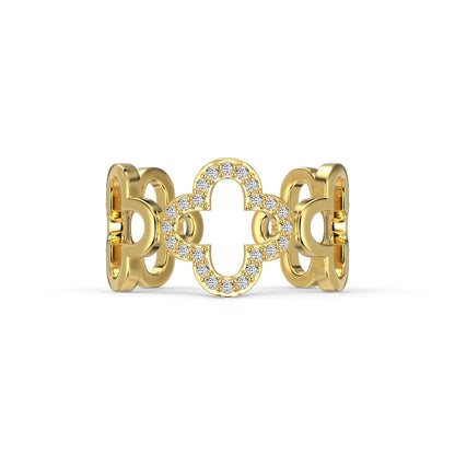 [Tonmkive Jewelry]Bague Trèfle à quatre feuilles de forme creuse