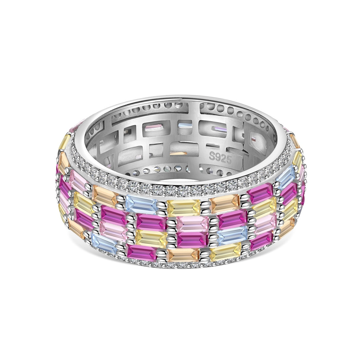 [Tonmkive Jewelry]Bague quotidienne taille radiant colorée et brillante