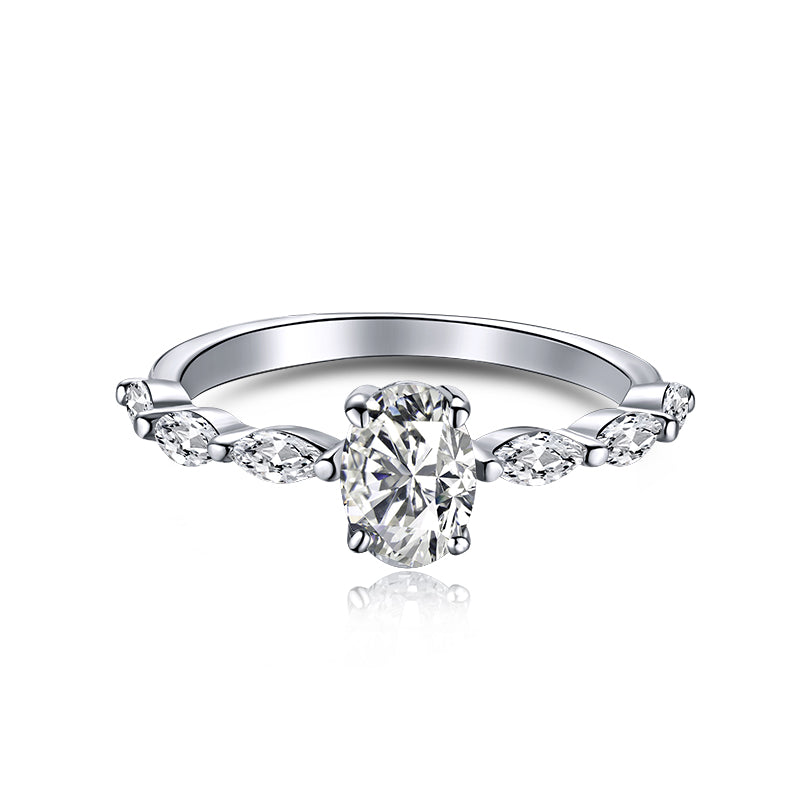 [Tonmkive Jewelry] Bague quotidienne luxueuse à coupe coussin allongée et vibrante de 0,75 carat