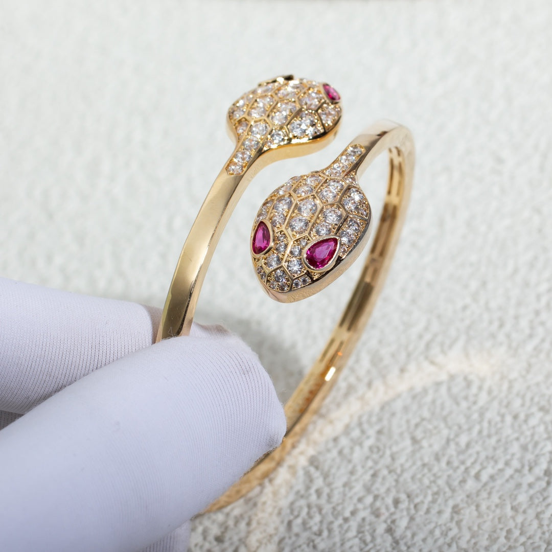 [⭐JeweliWhal]SERPENTI BRACELET PINK GOLD DIAMOND DOUBLE SNAKE