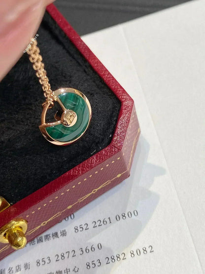 [⭐JeweliWhal]COLLIER AMULETTE MALACHITE OR ROSE