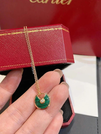[⭐JeweliWhal]COLLIER AMULETTE MALACHITE OR ROSE