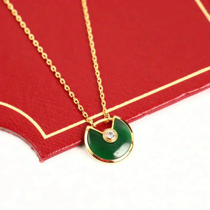 [⭐JeweliWhal]COLLIER AMULETTE MALACHITE DORÉE