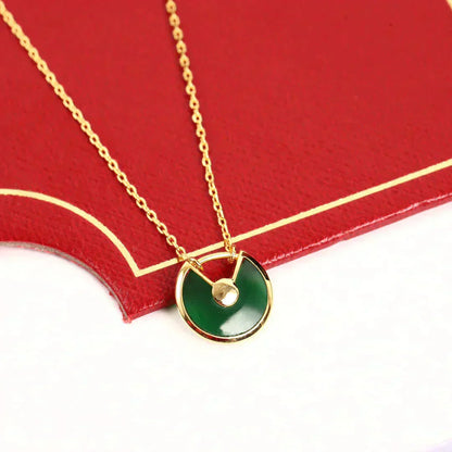 [⭐JeweliWhal]COLLIER AMULETTE MALACHITE DORÉE