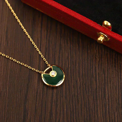 [⭐JeweliWhal]COLLIER AMULETTE MALACHITE DORÉE