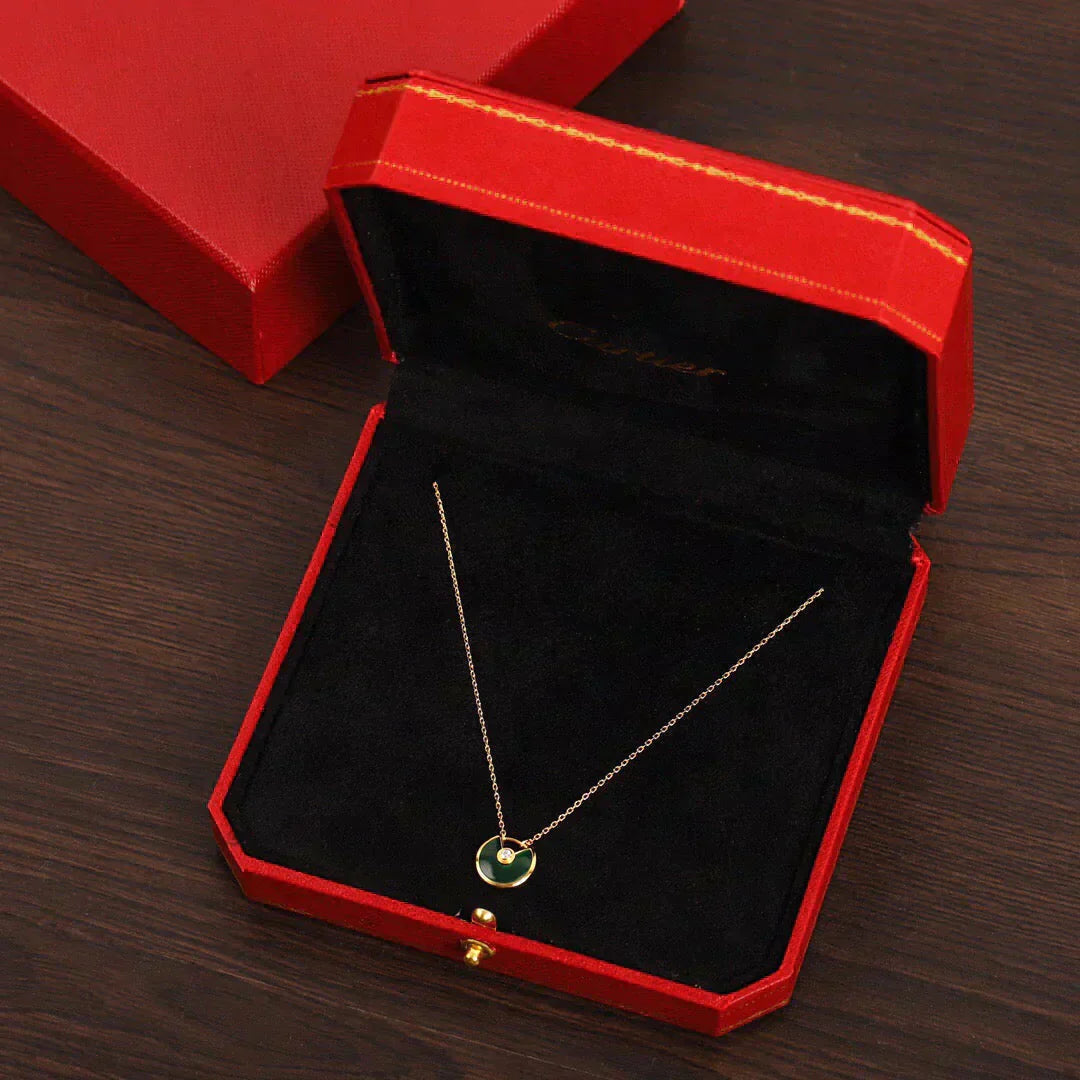 [⭐JeweliWhal]COLLIER AMULETTE MALACHITE DORÉE