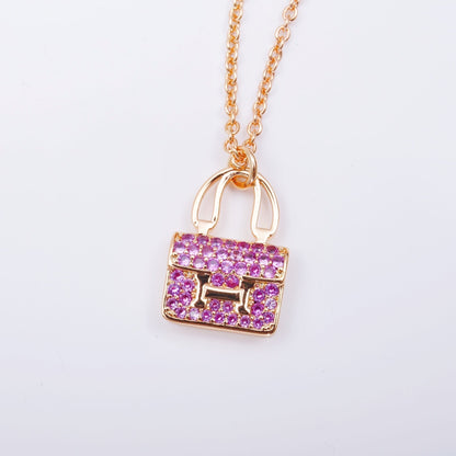 [⭐JeweliWhal]COLLIER EN DIAMANT VIOLET PENDENTIF CONSTANCE