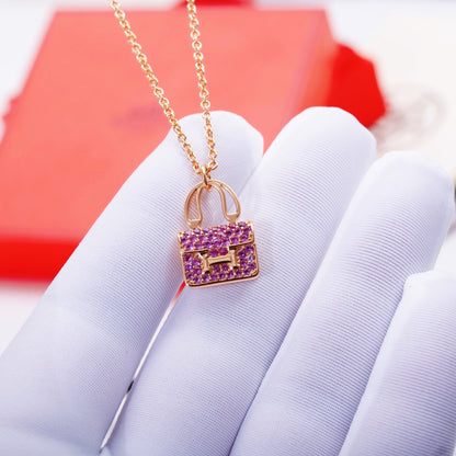 [⭐JeweliWhal]COLLIER EN DIAMANT VIOLET PENDENTIF CONSTANCE
