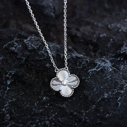 [⭐JeweliWhal]TRÈFLE COLLIER LASER DIAMANT 15 MM ARGENT