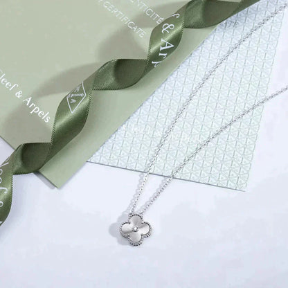 [⭐JeweliWhal]TRÈFLE COLLIER LASER DIAMANT 15 MM ARGENT