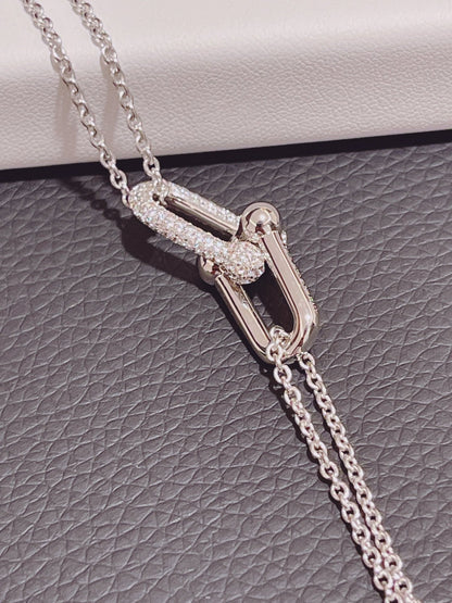 [JeweliWhal]HARDWEAR DOUBLE LINK PEDANT SILVER DIAMOND NECKLACE