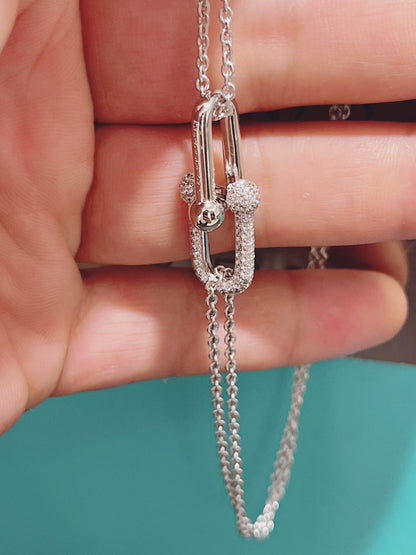 [JeweliWhal]HARDWEAR DOUBLE LINK PEDANT SILVER DIAMOND NECKLACE