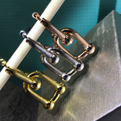 [JeweliWhal]HARDWARE DROP EARRINGS DOUBLE LINK