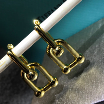 [JeweliWhal]HARDWARE DROP EARRINGS DOUBLE LINK