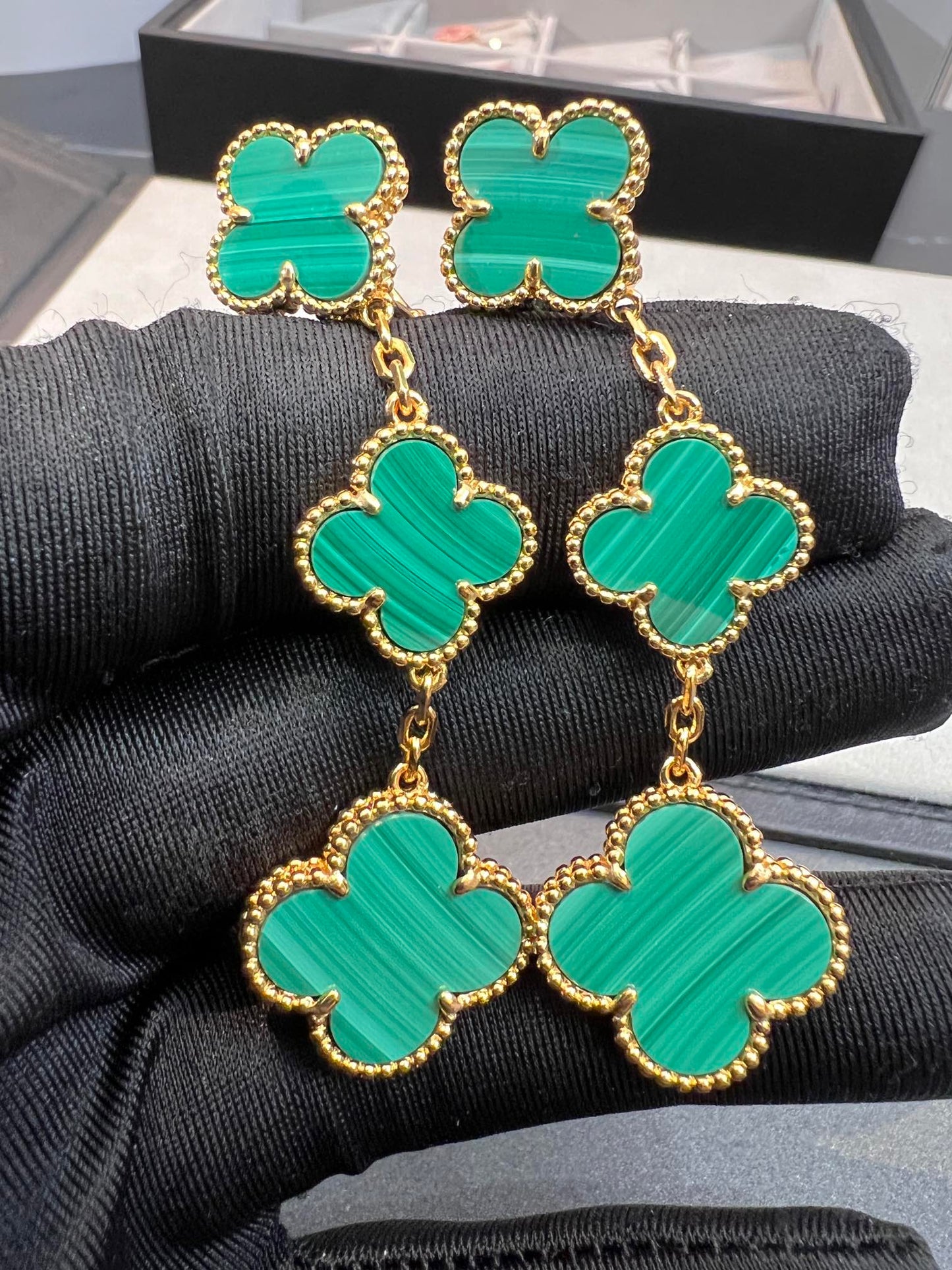 [⭐JeweliWhal]CLOVER MALACHITE 3 MOTIFS OR