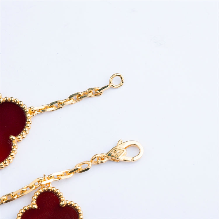 [⭐JeweliWhal]BRACELET CLOVER 5 MOTIFS CORNALINE ŒIL DE TIGRE