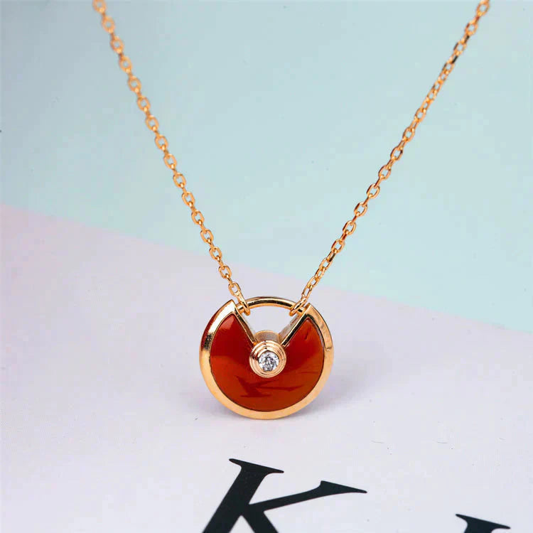 [⭐JeweliWhal]COLLIER AMULETTE ONYX CORNALINE OR