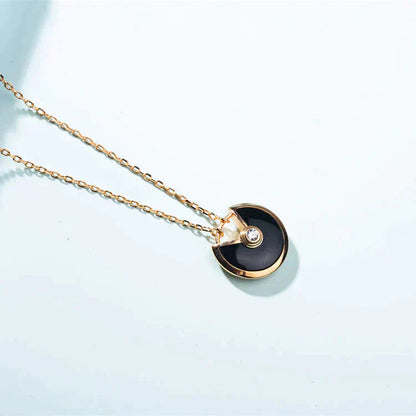 [⭐JeweliWhal]COLLIER AMULETTE ONYX CORNALINE OR