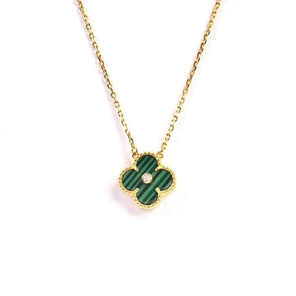 [⭐JeweliWhal]COLLIER TRÈFLE 15MM DIAMANT TURQUOISE