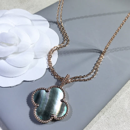 [⭐JeweliWhal]COLLIER GRAND TRÈFLE 25MM OR NACRE FONCÉE CLOVER