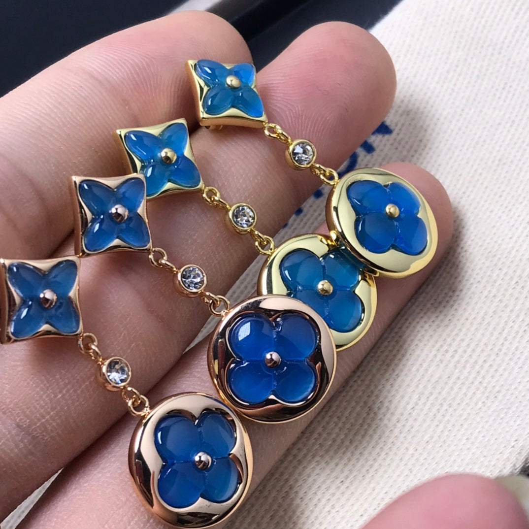[⭐JeweliWhal]STAR AND SUN AGATE DIAMOND EARRINGS