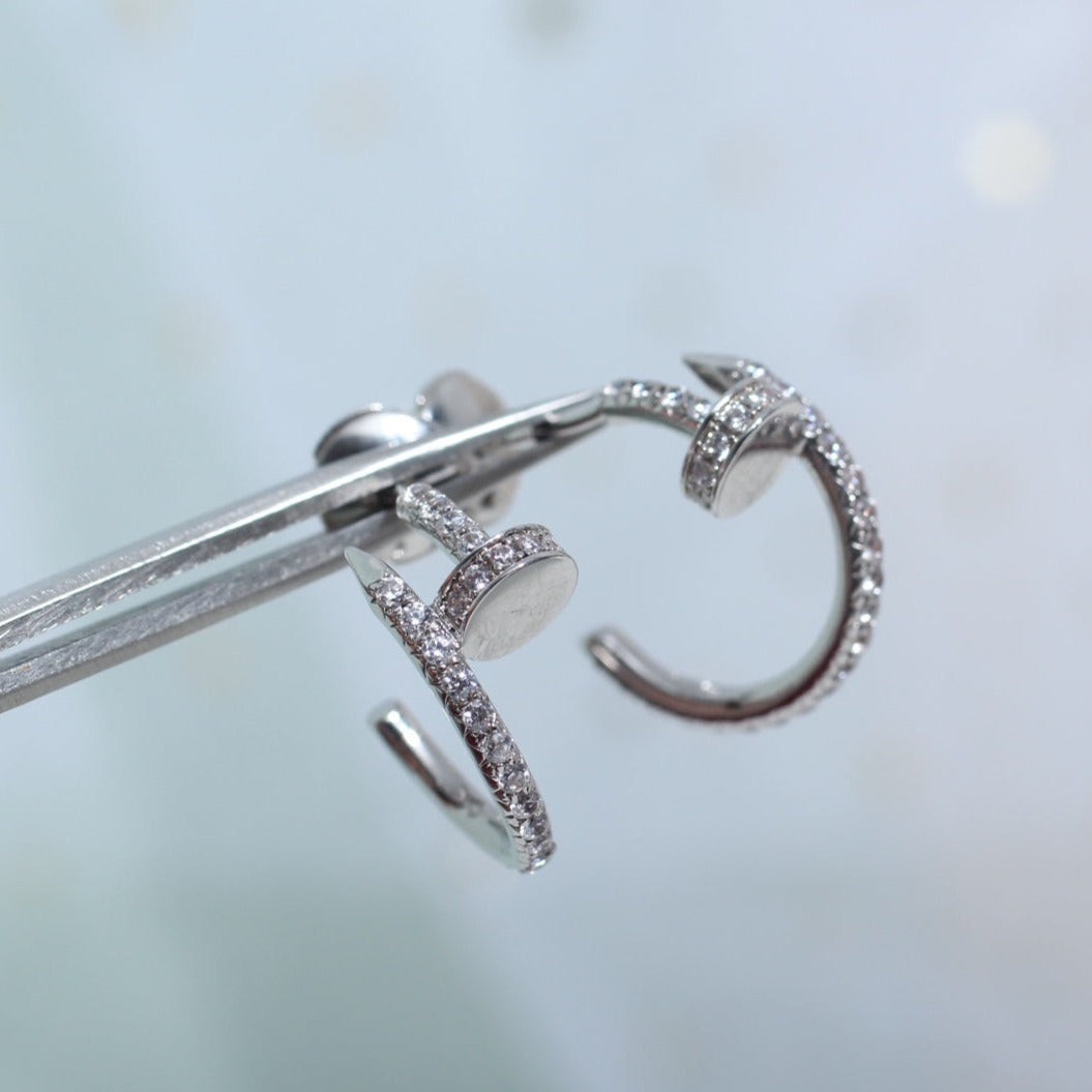 [⭐JeweliWhal]BOUCLES D'OREILLES JUSTE 12,75MM ARGENT DIAMANT