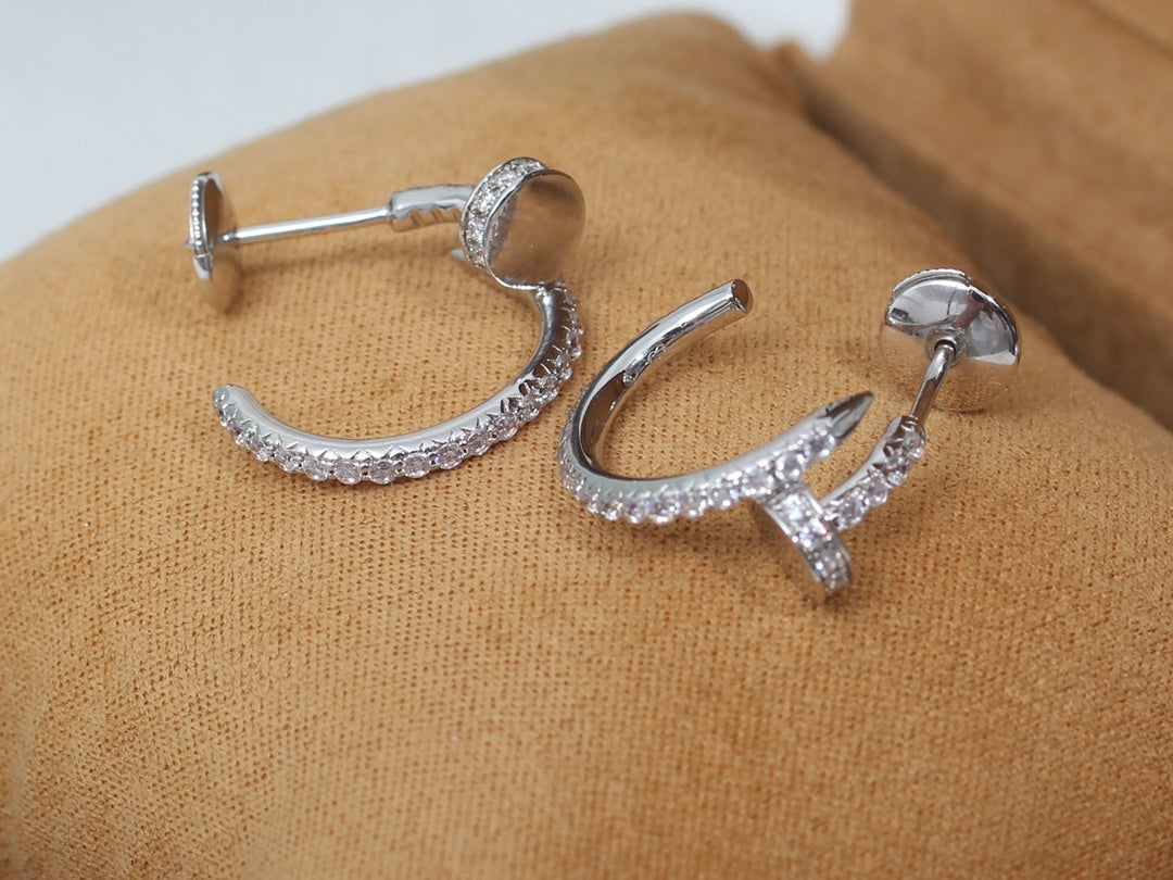 [⭐JeweliWhal]BOUCLES D'OREILLES JUSTE 12,75MM ARGENT DIAMANT