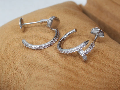 [⭐JeweliWhal]BOUCLES D'OREILLES JUSTE 12,75MM ARGENT DIAMANT