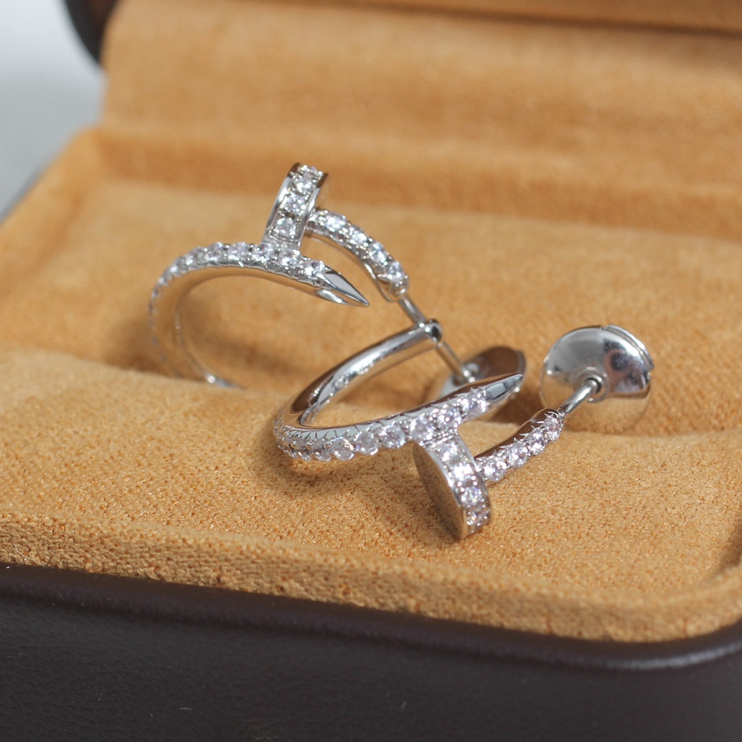 [⭐JeweliWhal]BOUCLES D'OREILLES JUSTE 12,75MM ARGENT DIAMANT