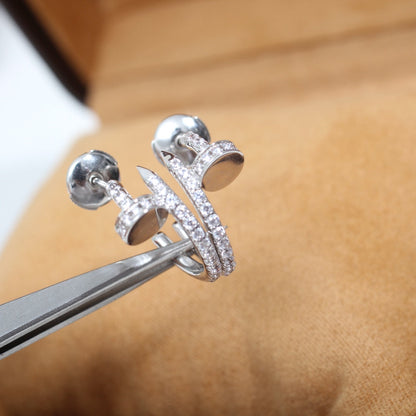 [⭐JeweliWhal]BOUCLES D'OREILLES JUSTE 12,75MM ARGENT DIAMANT