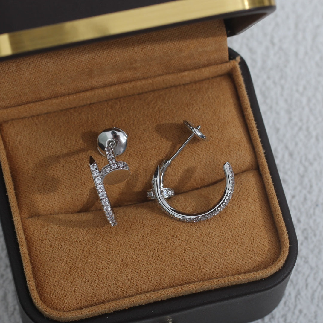 [⭐JeweliWhal]BOUCLES D'OREILLES JUSTE 12,75MM ARGENT DIAMANT