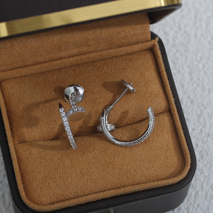 [⭐JeweliWhal]BOUCLES D'OREILLES JUSTE 12,75MM ARGENT DIAMANT