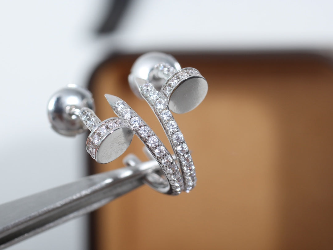 [⭐JeweliWhal]BOUCLES D'OREILLES JUSTE 12,75MM ARGENT DIAMANT