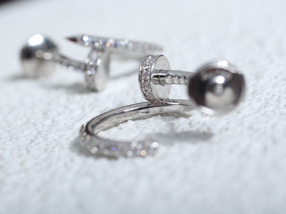 [⭐JeweliWhal]BOUCLES D'OREILLES JUSTE 12,75MM ARGENT DIAMANT
