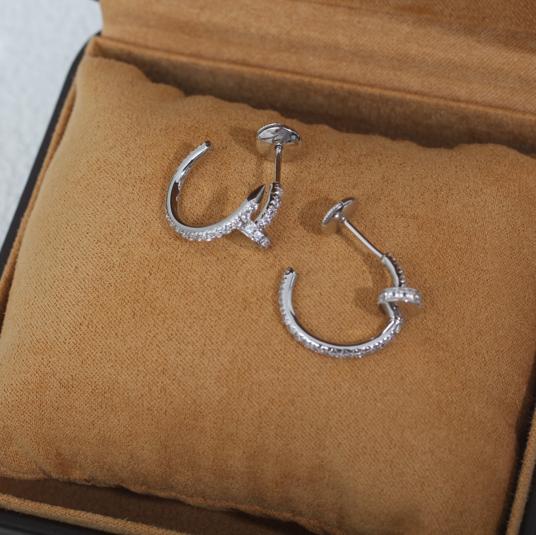 [⭐JeweliWhal]BOUCLES D'OREILLES JUSTE 12,75MM ARGENT DIAMANT