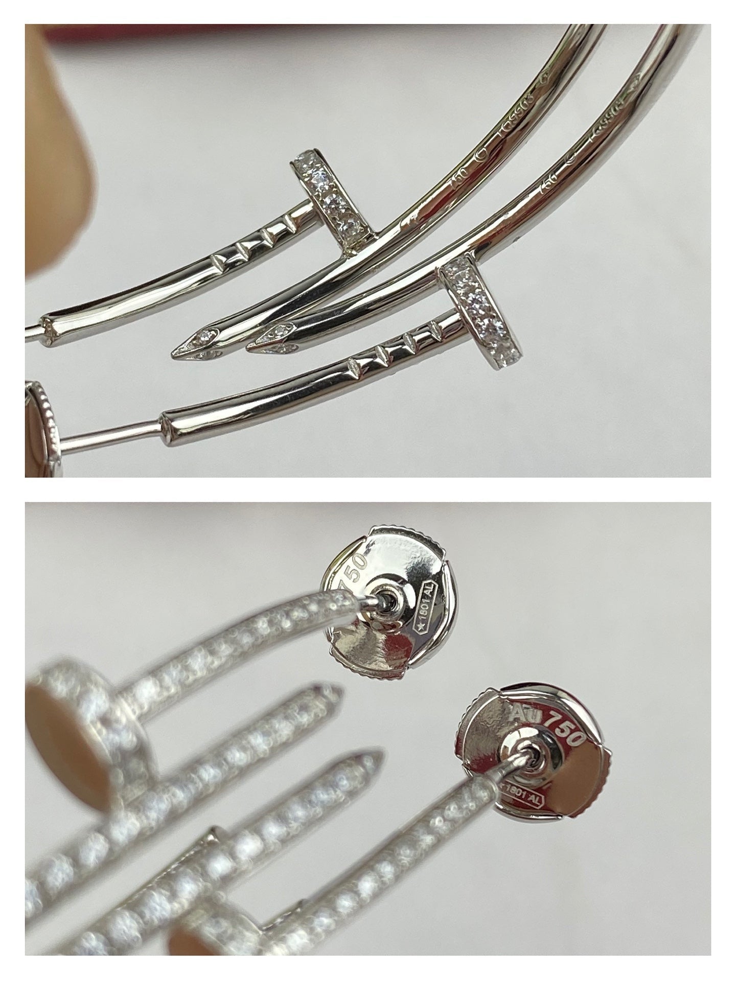 [⭐JeweliWhal]BOUCLES D'OREILLES JUSTE TOUT DIAMANTS 1,8MM