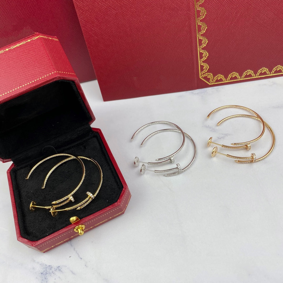 [⭐JeweliWhal]BOUCLES D'OREILLES JUSTE TOUT DIAMANTS 1,8MM