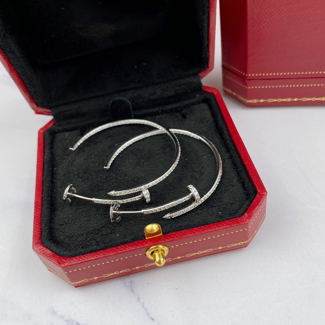 [⭐JeweliWhal]BOUCLES D'OREILLES JUSTE TOUT DIAMANTS 1,8MM