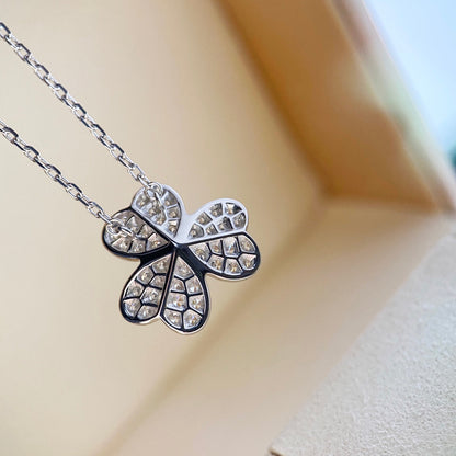 [⭐JeweliWhal]COLLIER TRÈFLE DIAMANT ARGENT