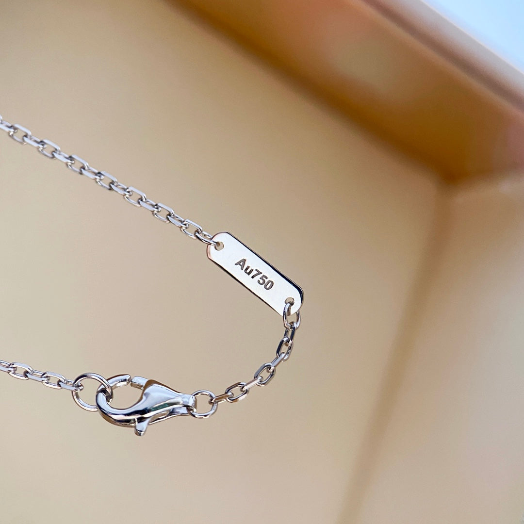 [⭐JeweliWhal]COLLIER TRÈFLE DIAMANT ARGENT