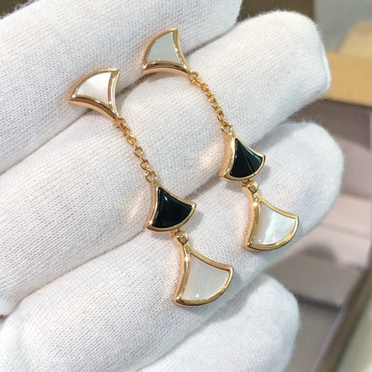 [⭐JeweliWhal]DREAM EARRINGS 3 MOTIFS ONYX MOP PINK GOLD