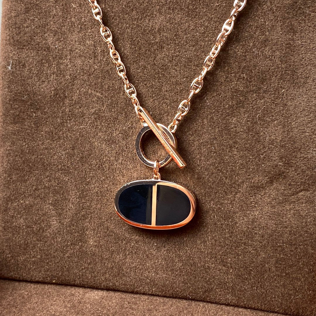 [⭐JeweliWhal]COLLIER CHAÎNE VERSO CÉRAMIQUE NOIRE