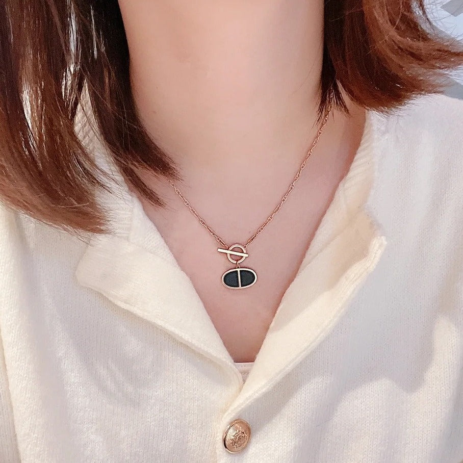 [⭐JeweliWhal]COLLIER CHAÎNE VERSO CÉRAMIQUE NOIRE