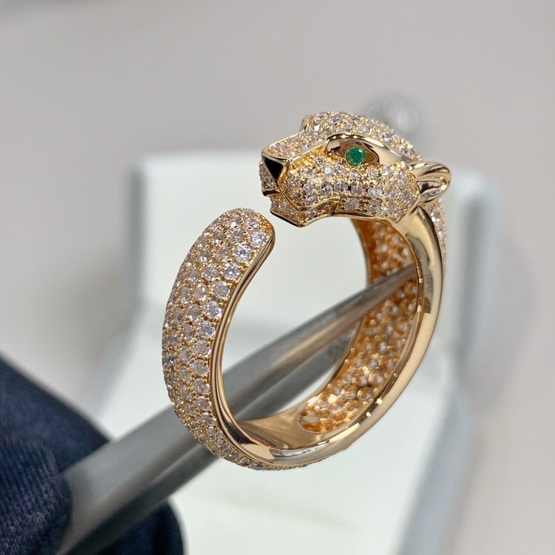 [⭐JeweliWhal]BAGUE PANTHÈRE OR ROSE DIAMANTS