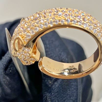 [⭐JeweliWhal]BAGUE PANTHÈRE OR ROSE DIAMANTS