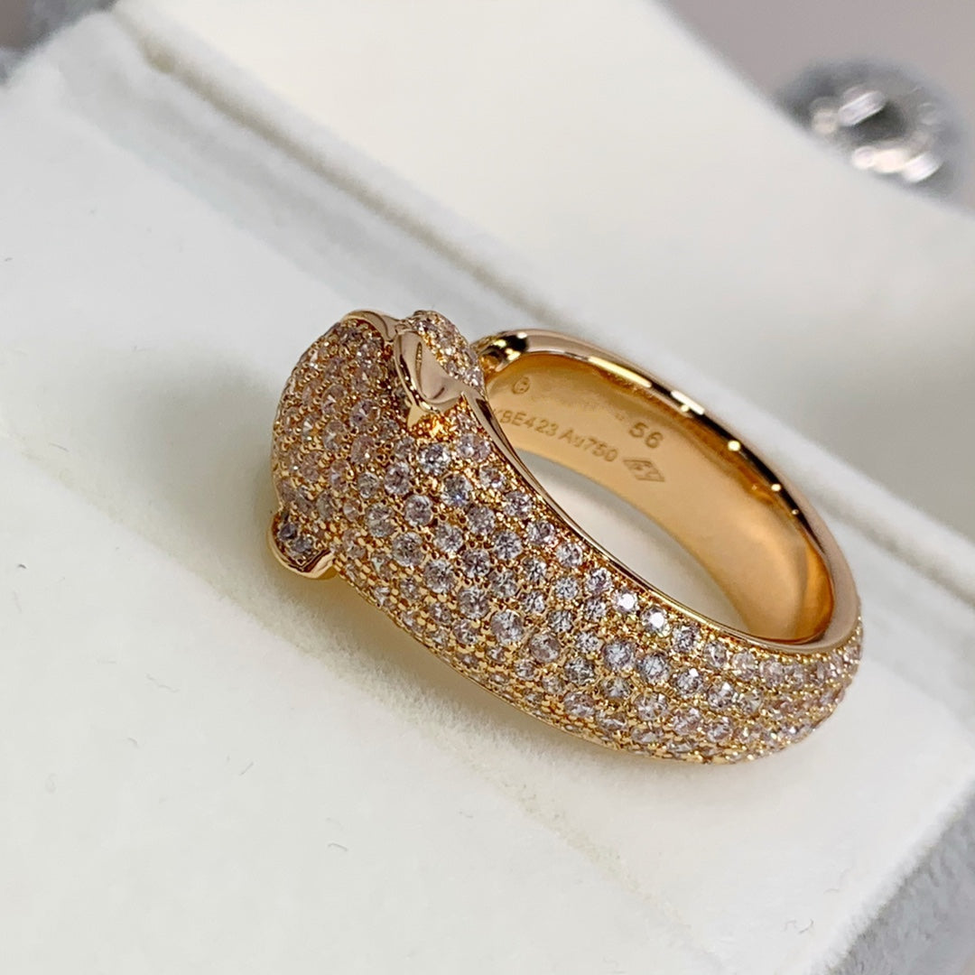 [⭐JeweliWhal]BAGUE PANTHÈRE OR ROSE DIAMANTS